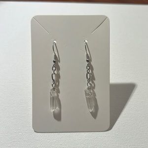 Artisan Handmade Genuine Quartz Crystal Stainless Steel Earrings Boho Modern